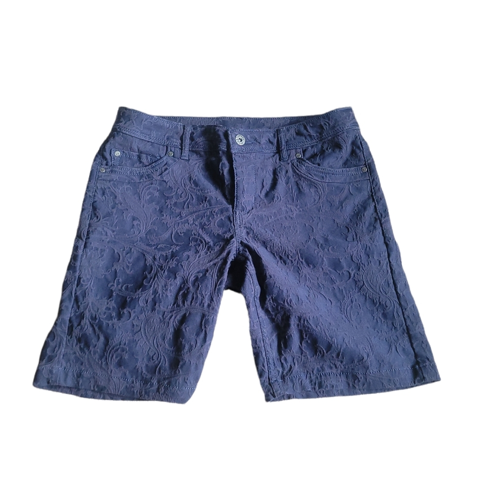 Simply Vera Wang Womens Blue Dark Wash Paisley Bermuda Shorts Size 2